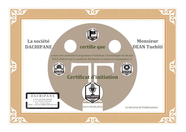 Dachipane : certificat découverte et initiation